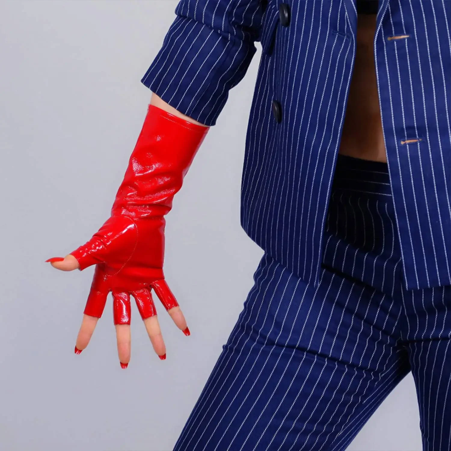 Patent Leather Shine - Women's Shine Red HALF FINGER LATEX