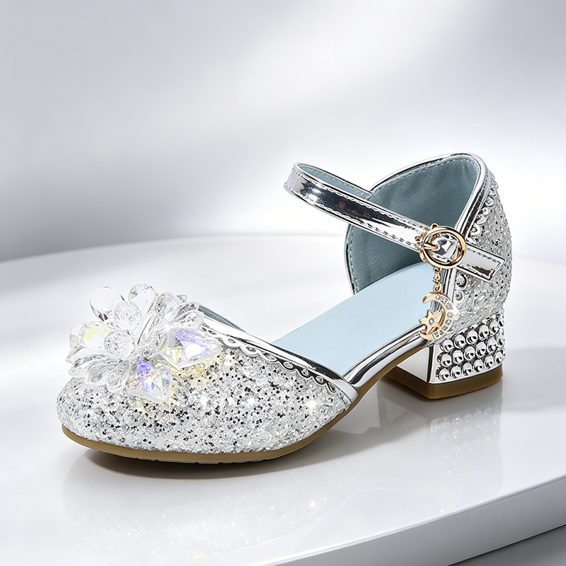 Patent Leather Shine - Fairy Girls Shining Crystal High Heels