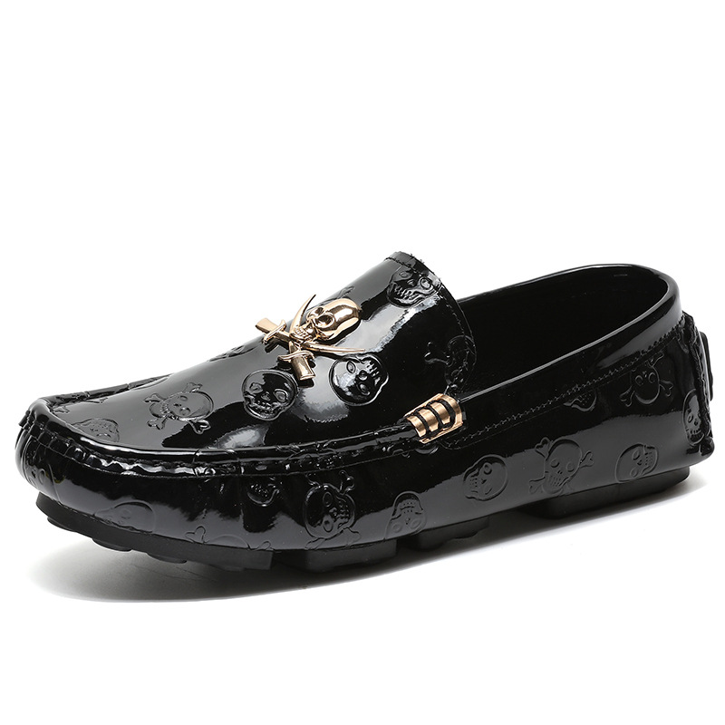 Patent Leather Shine - size 38-48 shine skull loafers shoes