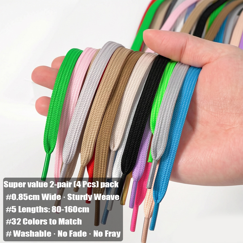 4Pcs(2 Pairs) Flat Shoelaces 0 - Lace Replacement Flat ulasan dan harga