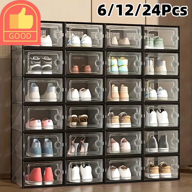 6/12/24pcs Thick Transparent S - Shoe Box Display ulasan dan harga