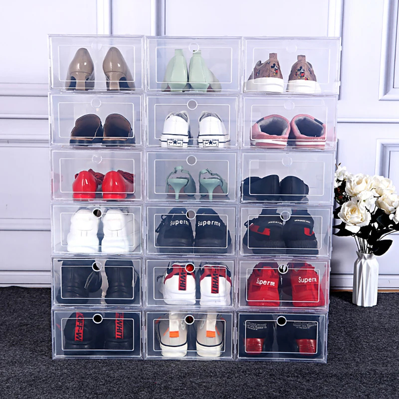 6 Pcs Transparent Shoe Storage - Shoe Box Display ulasan dan harga