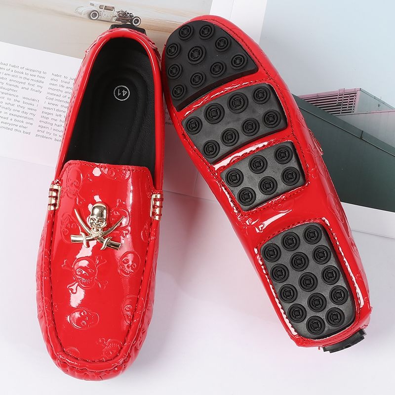 size 38-48 shine skull loafers - Patent Leather Shine ulasan dan harga