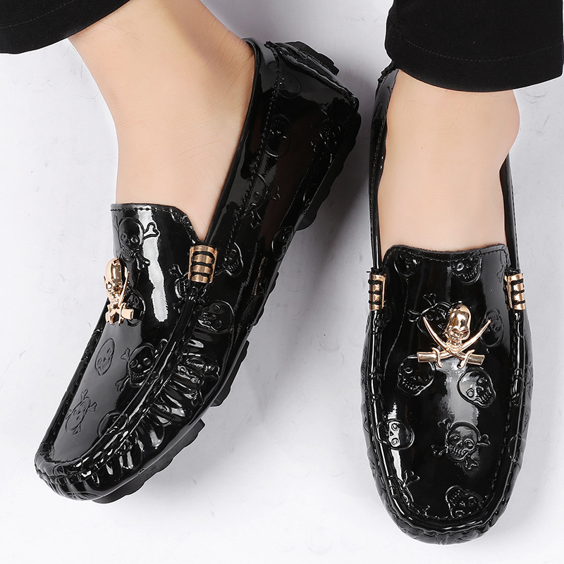 size 38-48 shine skull loafers - Patent Leather Shine ulasan dan harga