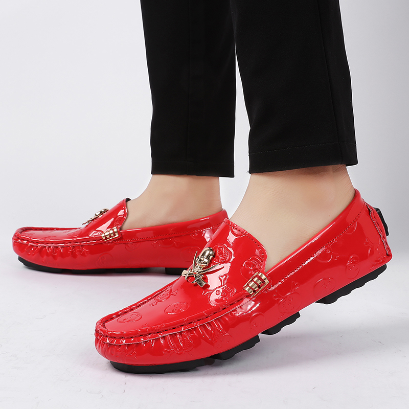 Men Quality Shoes Shine Skull  - Patent Leather Shine ulasan dan harga