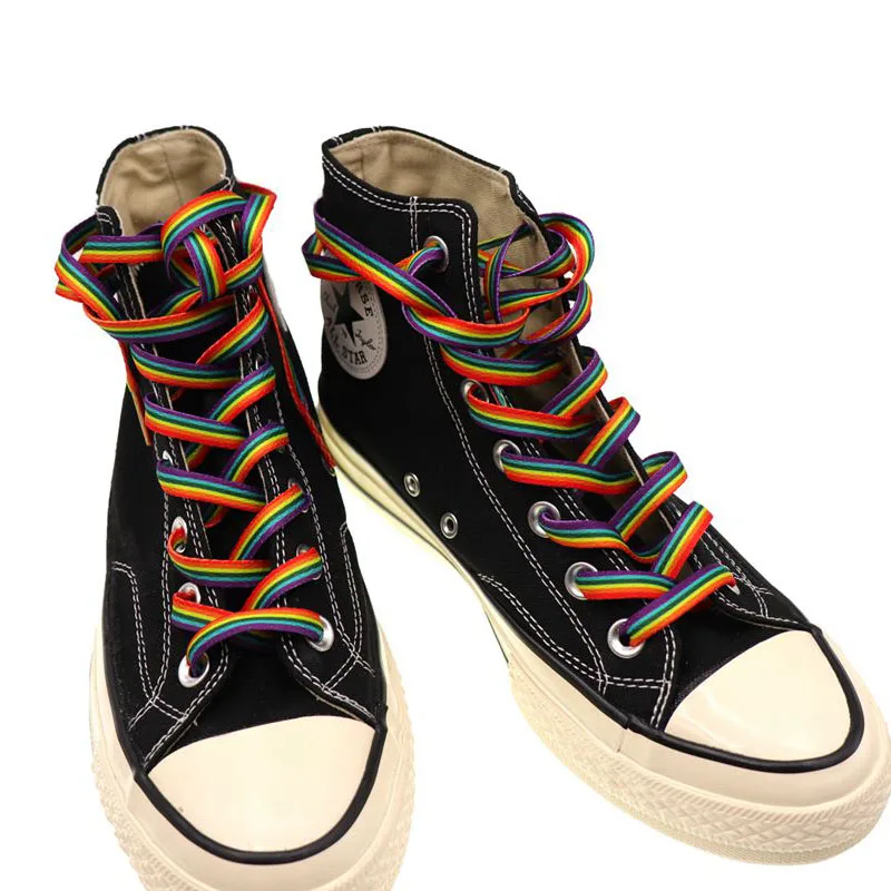 1 Pair Flat Rainbow Striped Sh - Lace Replacement Flat ulasan dan harga